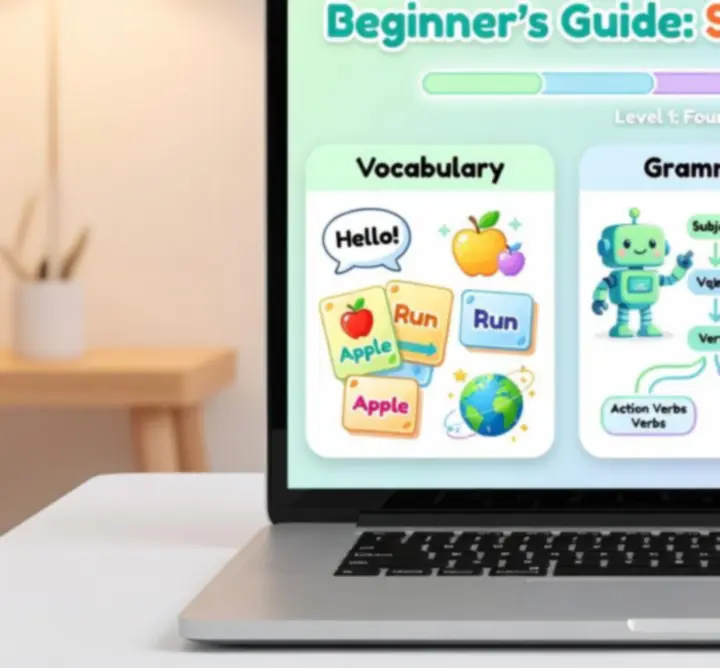 Visual beginner guide interface for the English learning game