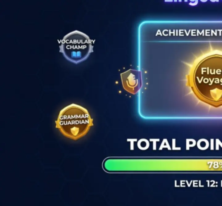 Skill-based rewards screen with badges and progression milestones