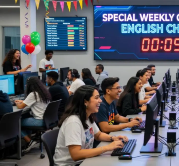 Weekly English learning challenge event concept art